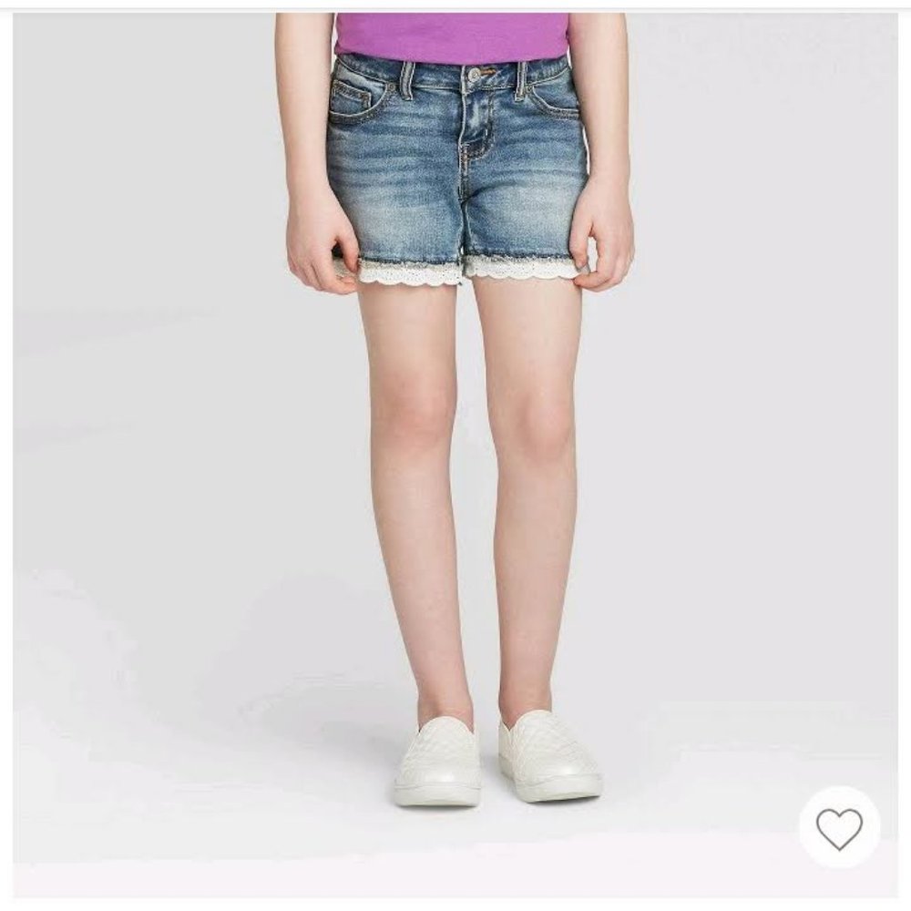 Girls' Crochet Hem Jean Short- XS